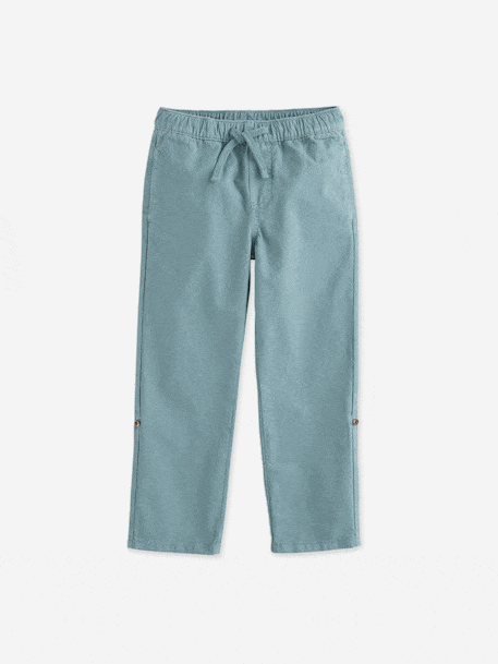 Turn-up trouser for boys emerald green - vertbaudet enfant 