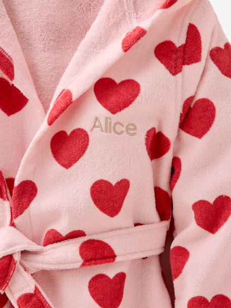 Heart-print cotton dressing gown printed pink - vertbaudet enfant 