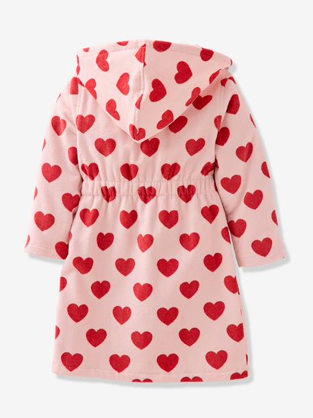 Heart-print cotton dressing gown printed pink - vertbaudet enfant 