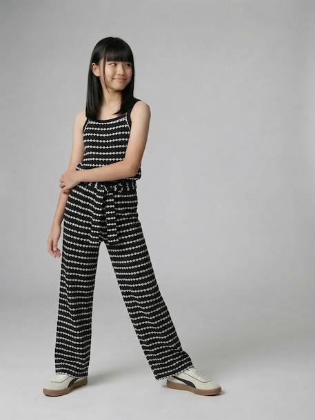 Fancy Knitted Wide-Leg Trousers for Girls, by JONEN black+striped black - vertbaudet enfant 