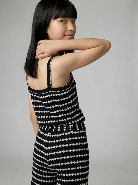 Fancy Knit Strappy Top for Girls, JONEN black+striped black - vertbaudet enfant 