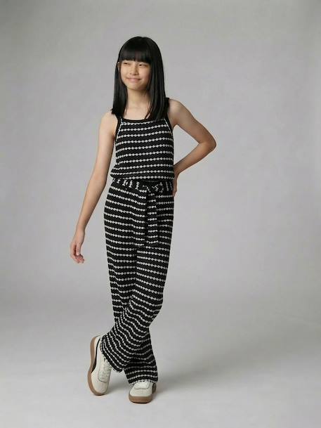 Fancy Knitted Wide-Leg Trousers for Girls, by JONEN black+striped black - vertbaudet enfant 
