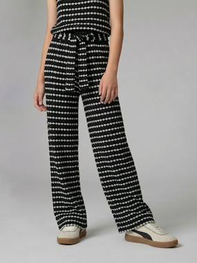 Fille-Pantalon large en maille fantaisie fille