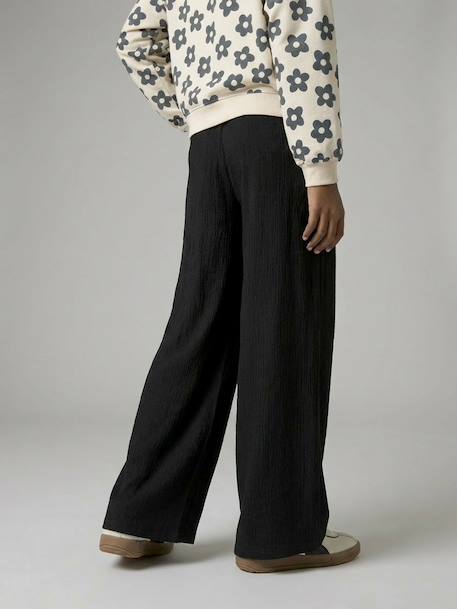 Girl's wide-leg knitted trousers anthracite - vertbaudet enfant 