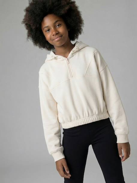 Girl's hooded sweatshirt for sport vanilla - vertbaudet enfant 