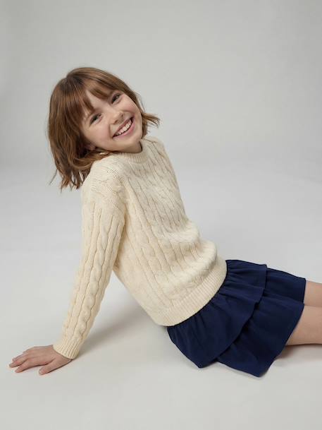 Jonen girl's cable knit jumper vanilla - vertbaudet enfant 