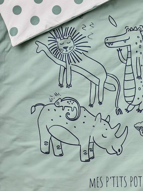 Customisable cotton sleeping bag sage green - vertbaudet enfant 