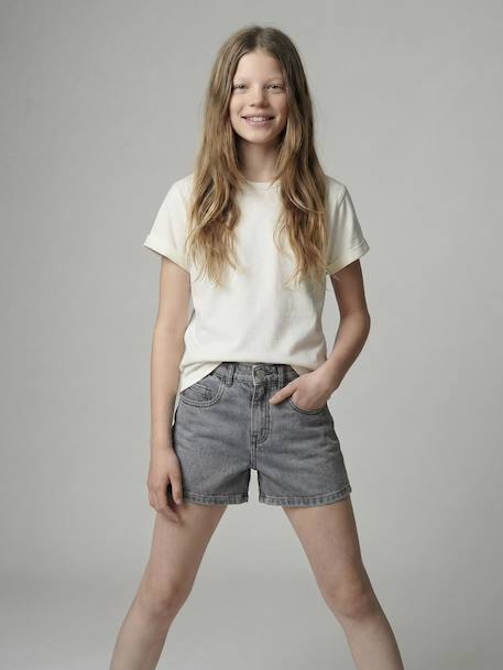 Children's denim cotton shorts denim grey+medium blue - vertbaudet enfant 
