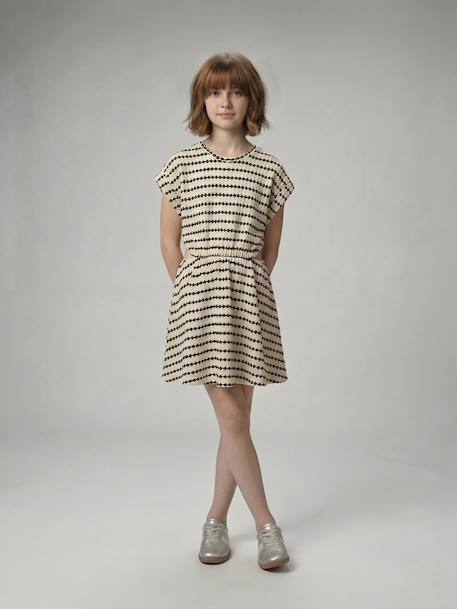 Fancy Openwork Knit Dress for Girls, JONEN striped black - vertbaudet enfant 