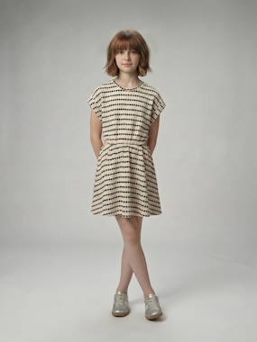 Fille-Robe maille fantaisie fille ajourée côtés
