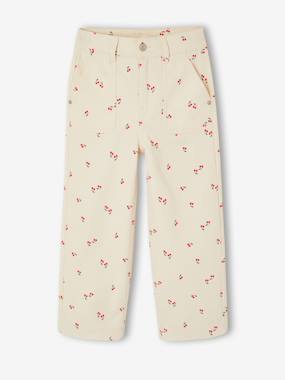 -Pantalon large fille cerises coton