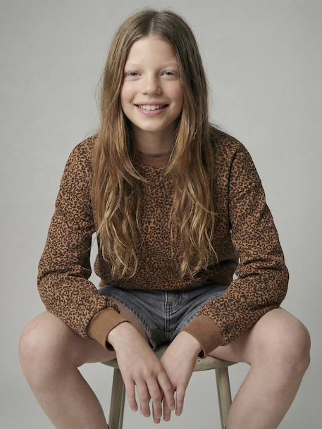 Oversized sweatshirt brown+navy blue+vanilla - vertbaudet enfant 