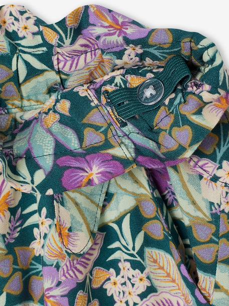 Pantalon fille large motifs fleurs beige+vanille+vert - vertbaudet enfant 