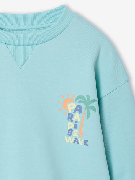Round-neck long-sleeved sweatshirt for boys aqua green+mango+pale yellow - vertbaudet enfant 