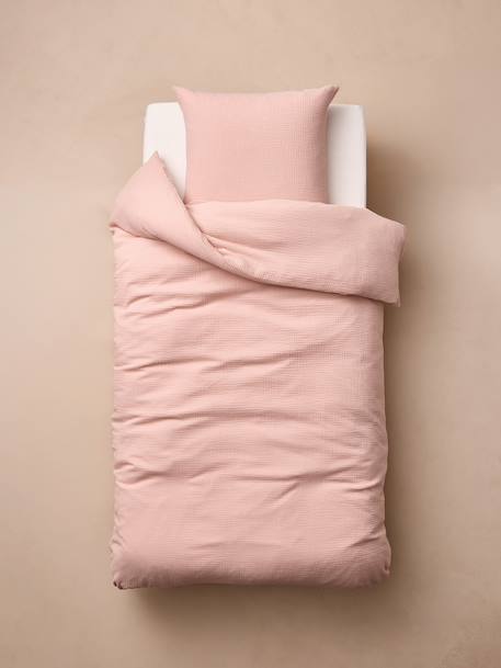 Plain duvet cover set and pillowcase old rose+sage green - vertbaudet enfant 