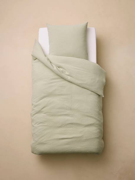 Plain duvet cover set and pillowcase old rose+sage green - vertbaudet enfant 