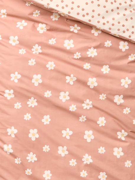 Parure housse de couette et taie d'oreiller rose imprimé - vertbaudet enfant 
