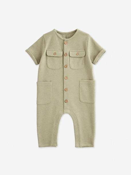 Honeycomb Jumpsuit for Babies sage green - vertbaudet enfant 