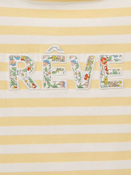 Striped T-shirt with dream pattern for girls light green - vertbaudet enfant 