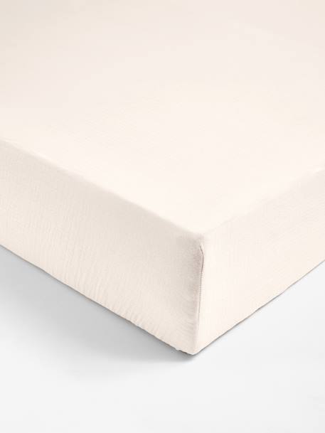 Cotton gauze fitted sheet for kids ecru - vertbaudet enfant 
