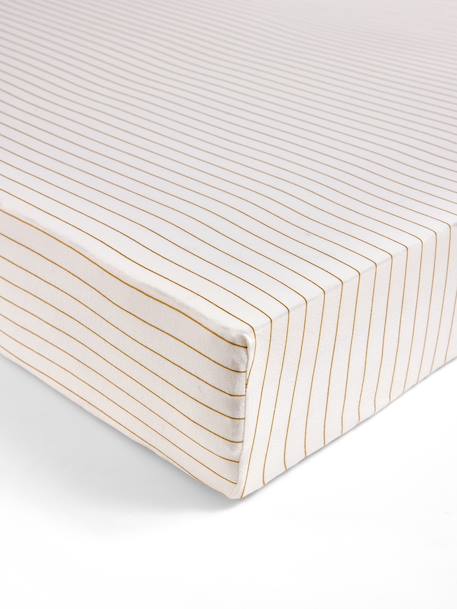 Drap housse bébé jersey rayé rayé marron - vertbaudet enfant 