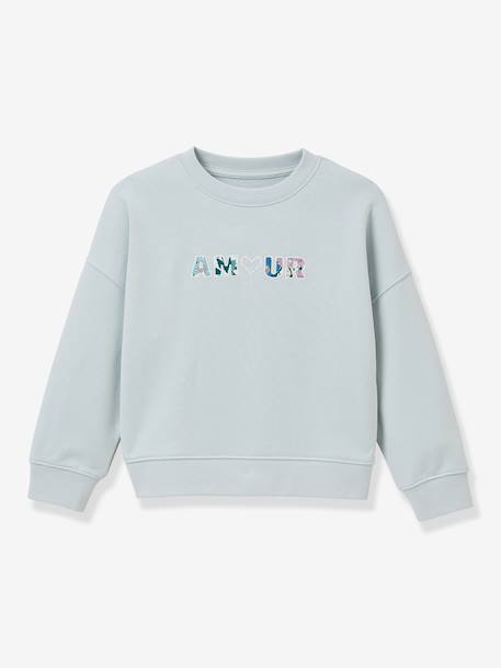Girl's 'Amour' sweatshirt light blue - vertbaudet enfant 