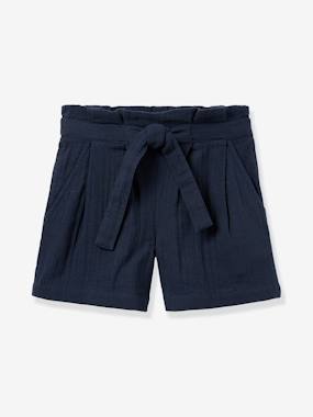 Fille-Short fille taille ceinturée