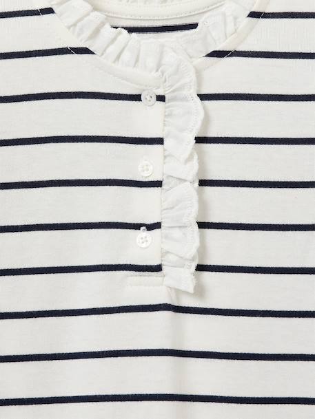 Girl's long-sleeved striped T-shirt navy blue - vertbaudet enfant 