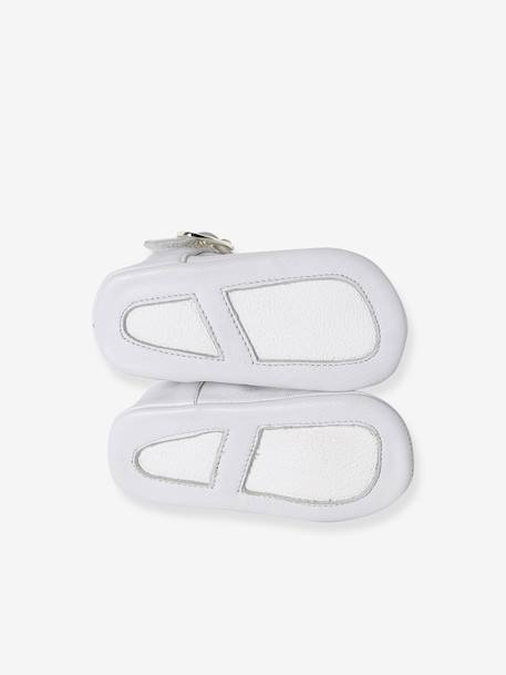 Leather baby slippers gold+white - vertbaudet enfant 