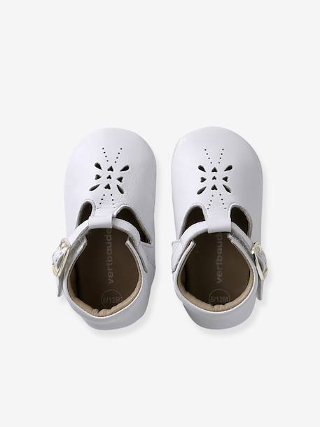 Leather baby slippers gold+white - vertbaudet enfant 
