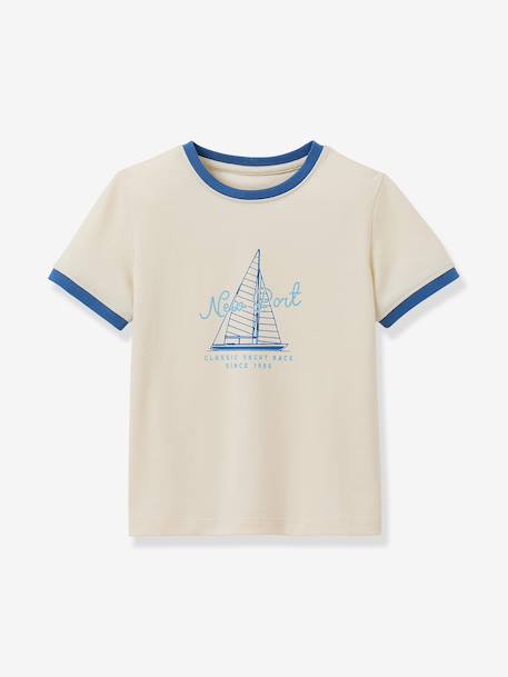 Tee-shirt à col contrasté garçon écru - vertbaudet enfant 