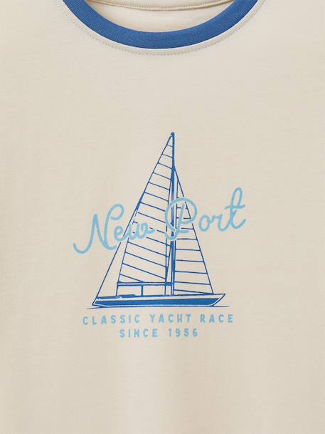 T-shirt with contrasting collar for boys ecru - vertbaudet enfant 