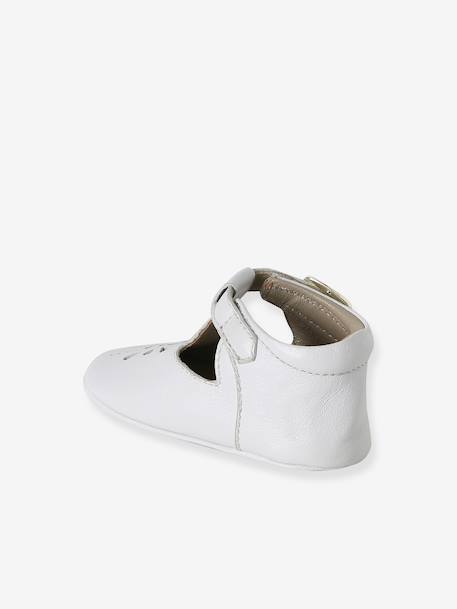 Leather baby slippers gold+white - vertbaudet enfant 