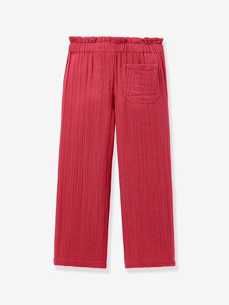 Girls' belted trousers pomegranate - vertbaudet enfant 