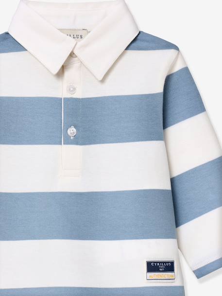 Striped long-sleeved polo shirt striped blue - vertbaudet enfant 