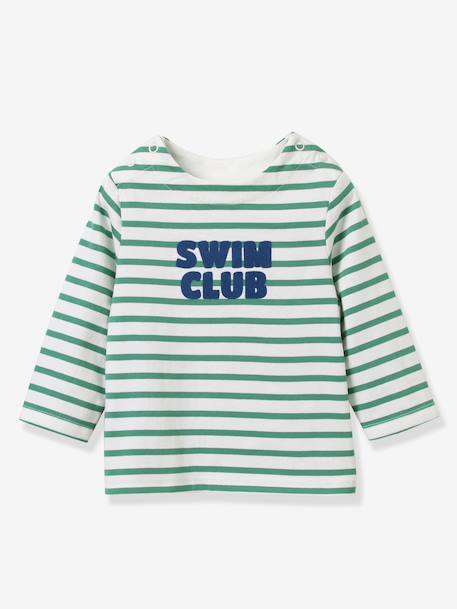 Striped long-sleeved baby t-shirt green - vertbaudet enfant 
