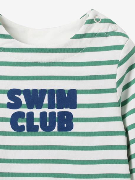 Striped long-sleeved baby t-shirt green - vertbaudet enfant 
