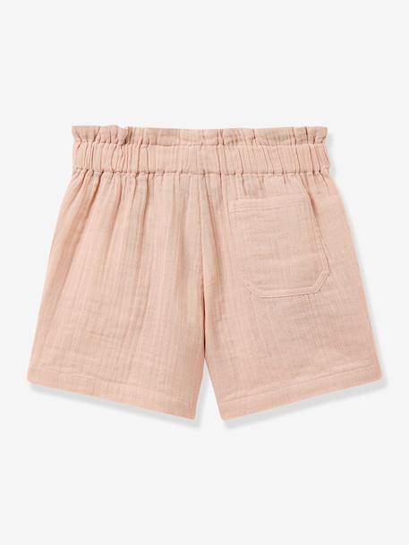 Girls' shorts with belted waist navy blue+pale pink - vertbaudet enfant 