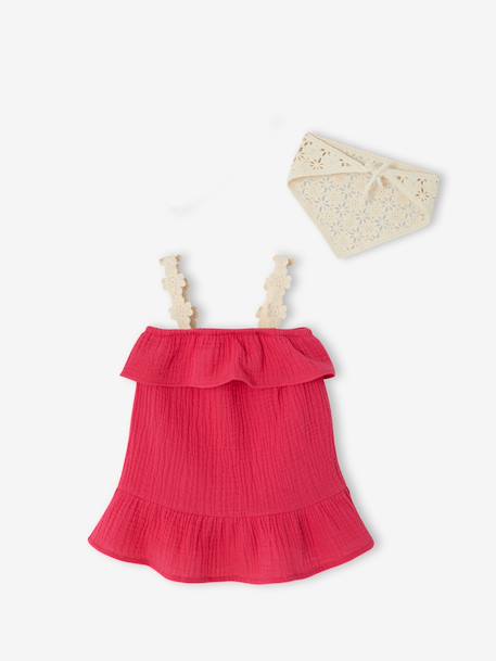 Baby girls' dress and bandana set raspberry pink - vertbaudet enfant 