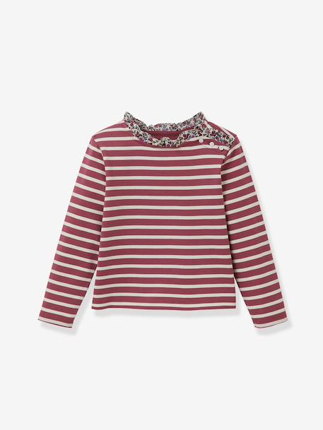 T-shirt marinière fille tissu Liberty coton biologique bleu imprimé+rose imprimé+violet imprimé - vertbaudet enfant 