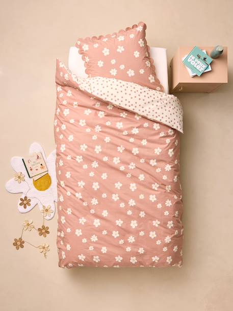 Duvet cover and pillowcase set printed pink - vertbaudet enfant 