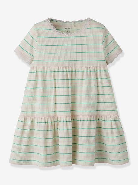 Short-sleeved tiered dress NAME IT for girl - pale pink, Girls