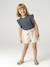 Paperbag Shorts for Girls ecru+rose+tomato red - vertbaudet enfant 