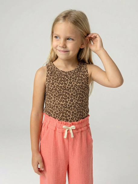 Débardeur fille en côtes beige+écru+rayé bleu+rose bonbon+vert sauge - vertbaudet enfant 
