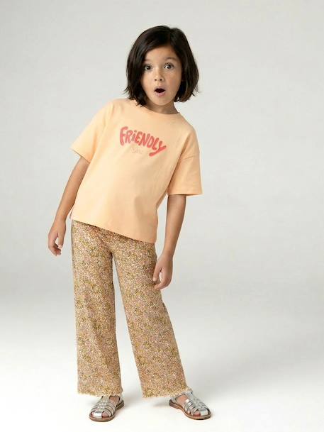 Girls' ribbed knit leggings beige+ecru+printed white - vertbaudet enfant 