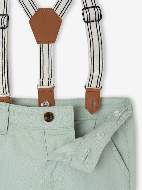 Trousers with Removable Braces for Babies sage green - vertbaudet enfant 