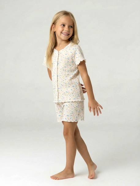 Pack of 2 ribbed floral pyjama shorts ecru - vertbaudet enfant 
