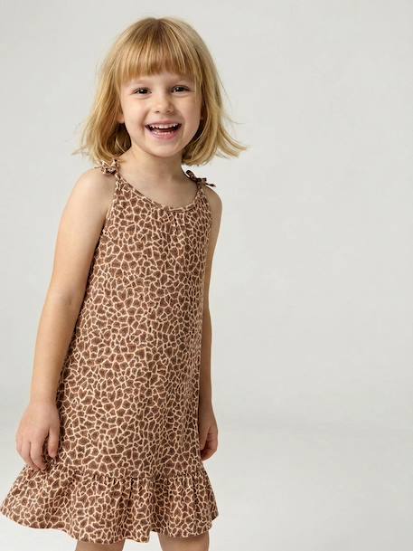 Girl's fine strap jersey dress beige - vertbaudet enfant 