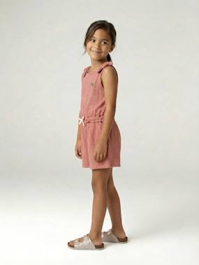 -Combinaison short fille bi matière