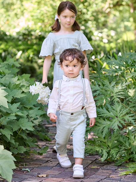 Pantalon bébé à bretelles amovibles vert sauge - vertbaudet enfant 